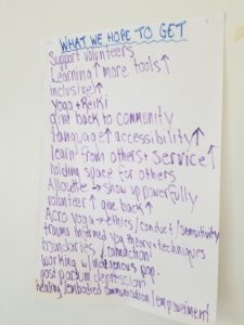 List of trainee expectations from Yoga Outreach's trauma-informed yoga training